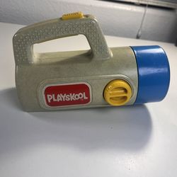 Vintage Playskool Flashlight Gray And blue WORKS 1986