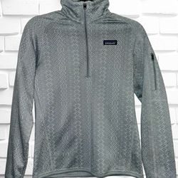 Patagonia Womens Small Better Sweater 1/4 Zip Pullover Jacquard Jacket Salt Gray