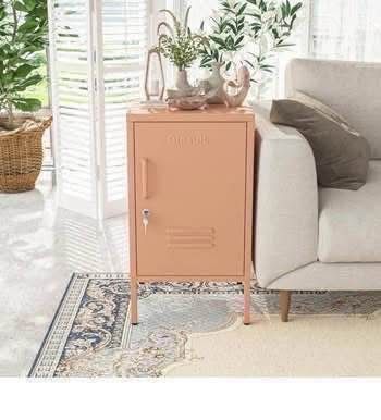 New Lockable Single Door Metal End/Side Table Adjustable Easy To Assemble Living Room 2-Tier, Candy