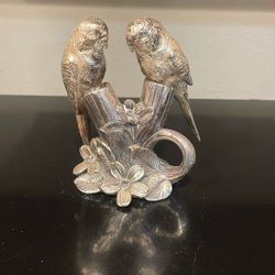 Two Vintage Salt And Pepper Parakeets.