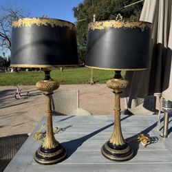 John Richard Boheme Black And Gold Table Lamps