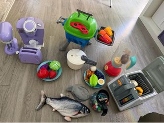 ids Play Kitchen Appliances & Food Lot - Mixer Toaster Grill Blender Fryer