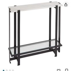 Silverwood Console Table, 8.38 L x 30.16 W x 30.16 H in, Faux Marble and Black