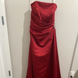 David’s Bridal Dress Women’s Size 6 Strapless Red Formal Gown Bridesmaid Prom NEW