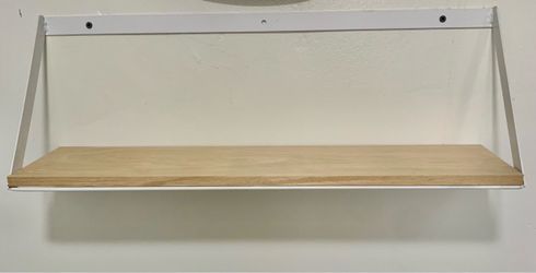 24” Floating Wall Shelf White Metal Wood