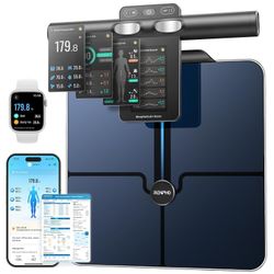 Smart Scale , 8-Electrode Body Composition Scale with BMI, Body Fat, Muscle Mass - Rechargeable - Full Color Display On Handle 