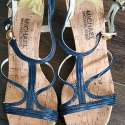 Michael KORS Wedge Sandals, Navy, 8M