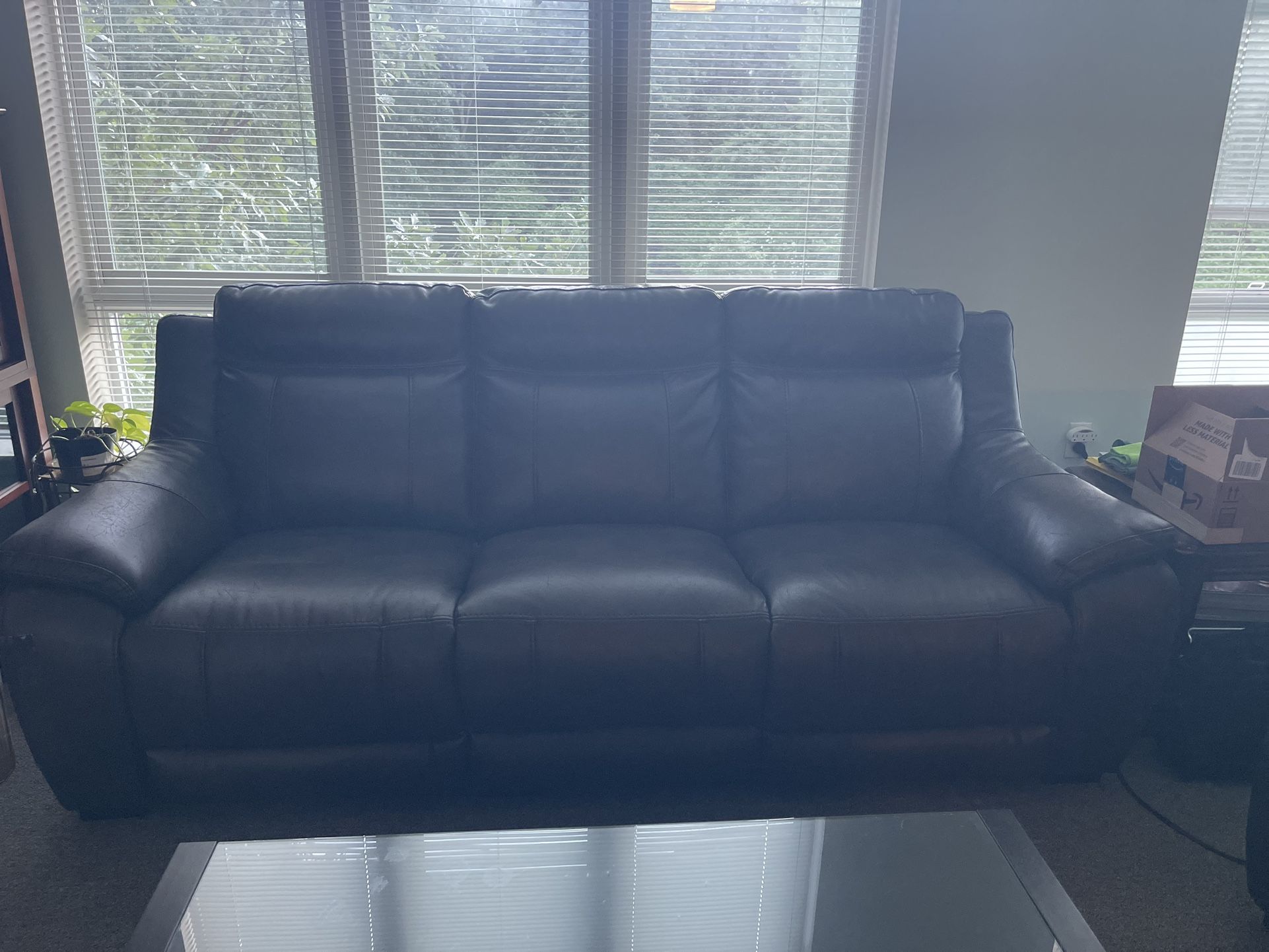Brown Leather Sofa And loveseat recliner W Charging Ports