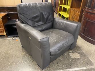 Dark Grey Wide Electric Reclining Track Arm Lounge Chair
