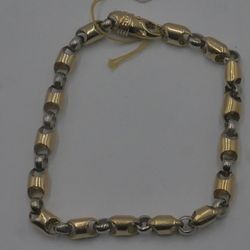 10KT YELLOW/ WHITE  GOLD BRACELET 9 INCHES LONG 18.3 GRAMS I-11334  