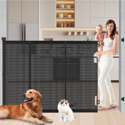Extra Tall Retractable Baby Gates, 51" High x 71" Wide Pet Gate, Black
Mesh Baby Gate with Support Rods Jump-Proof Design for Cats & Large Dogs Tall D