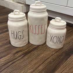 Rae Dunn Hugs Kisses Xoxo Valentines Day Canisters 