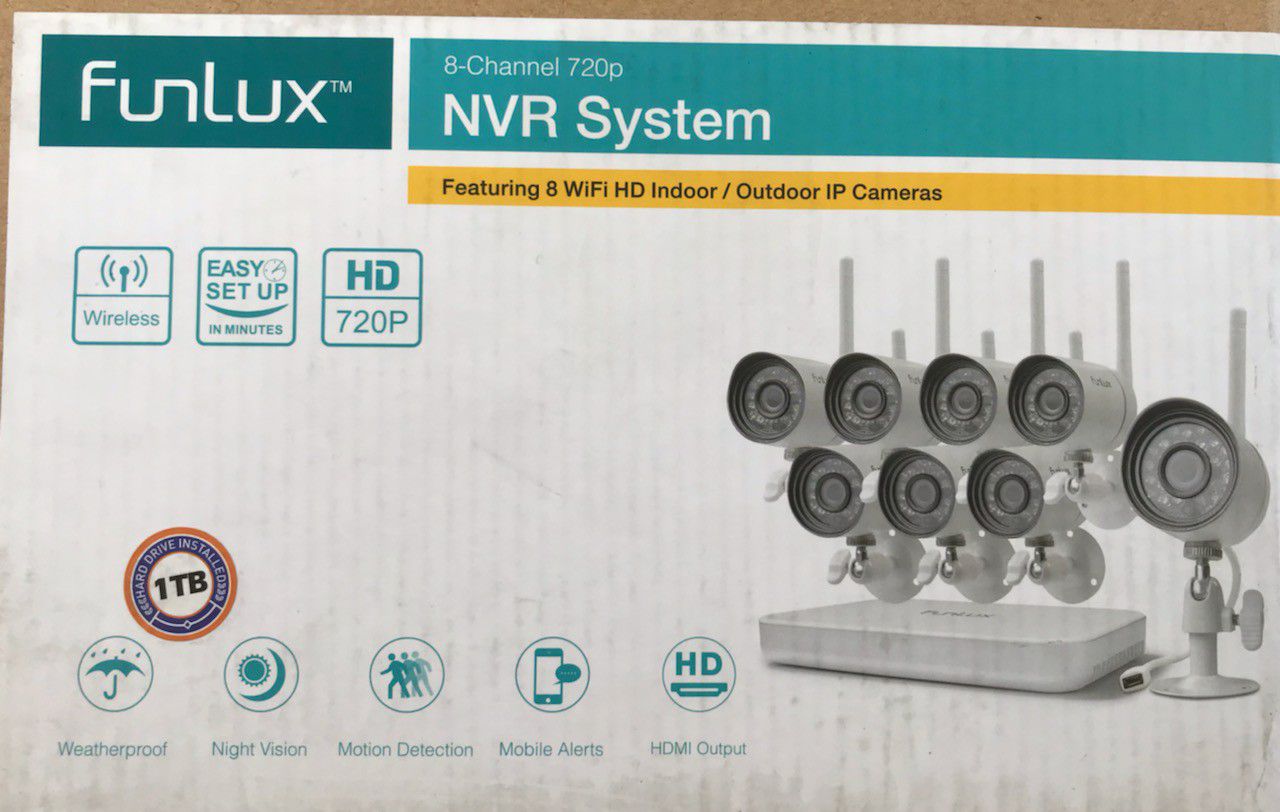 Funlux 8 Channel 720p indoor/ outdoor security cameras