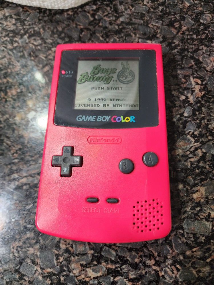 Nintendo GameBoy Color GBC Berry Red Pink Handheld Console CGB-001 And 3 Games