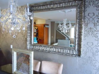 Antique silver mirror 53 x 65
