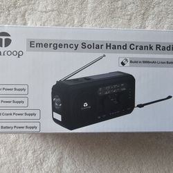 5000mAh Emergency Weather Radio, Hand Crank Solar Radio, AM/FM/NOAA Po