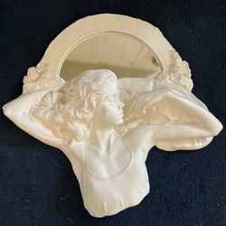 Unique Plaster Woman’s Bust With Mirror Sculpture 