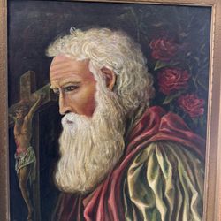 Beautiful Religious Portrait Oil Painting Signed Kaufmann 1967