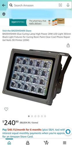 Glue Curing Lamp High Power 20W LED Light 365nm Black Light Fixtures for Curing Resin Paint Clear Coat Phone Repair Gel Nails 3D Printer (20W)