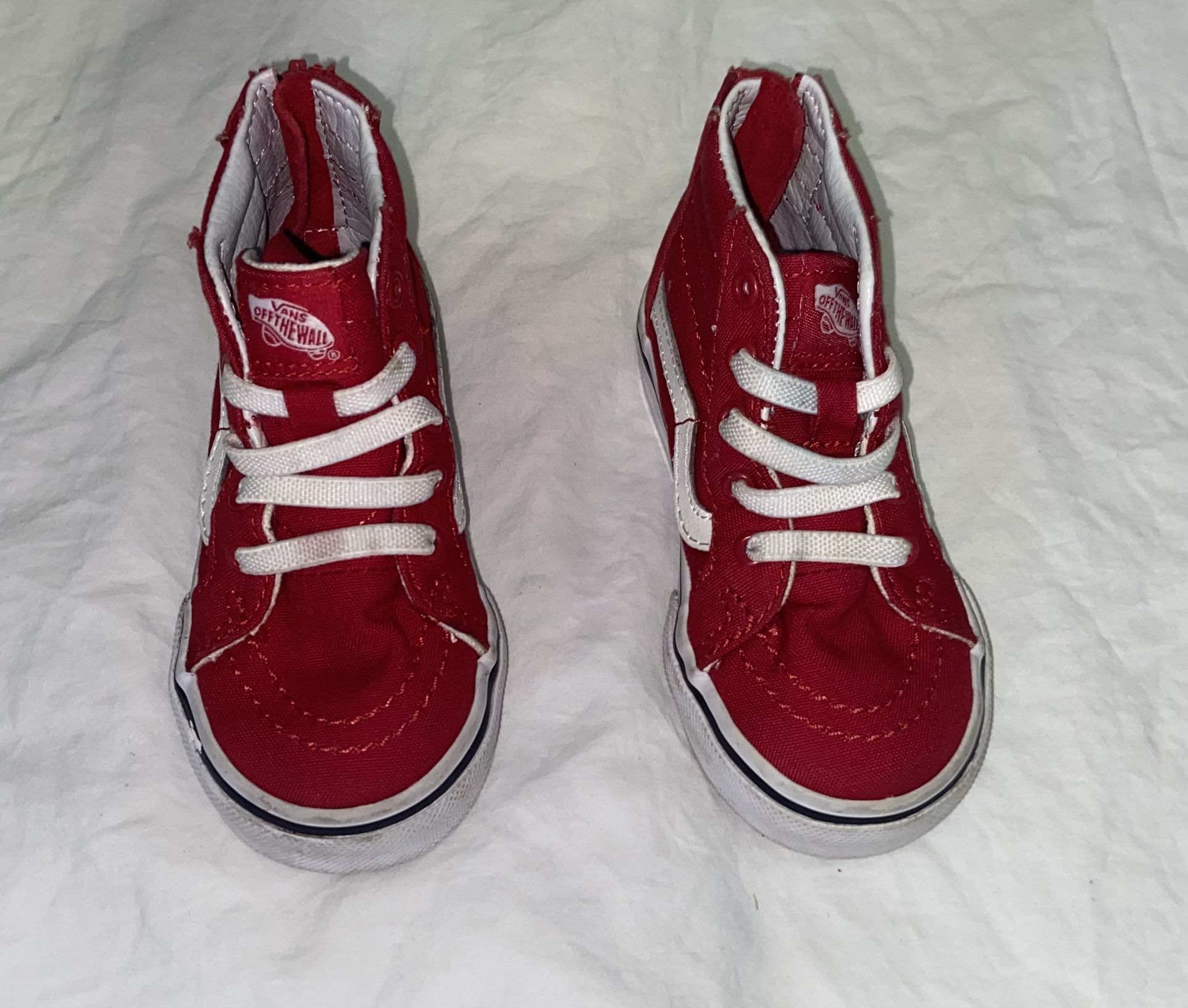 Toddler Red Vans Zip Up Shoes