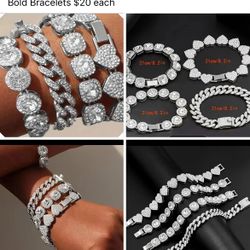 Bold Silver Bracelets $20 Each