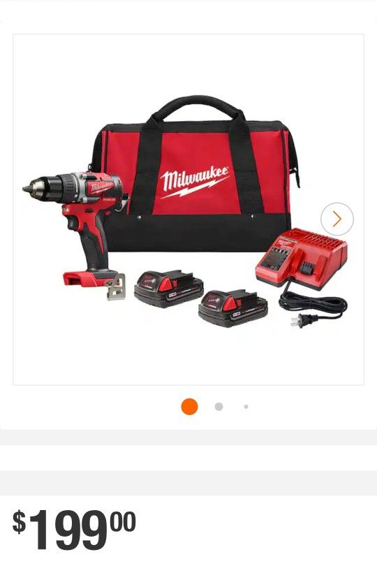 M18 18V 12in. Compact Drill/Drive Kit With (2) 2.0 Ah. Batteries, Charger and Case