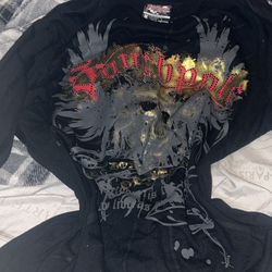 MEDIUM- oversized long sleeved southpole shirt with gem designs