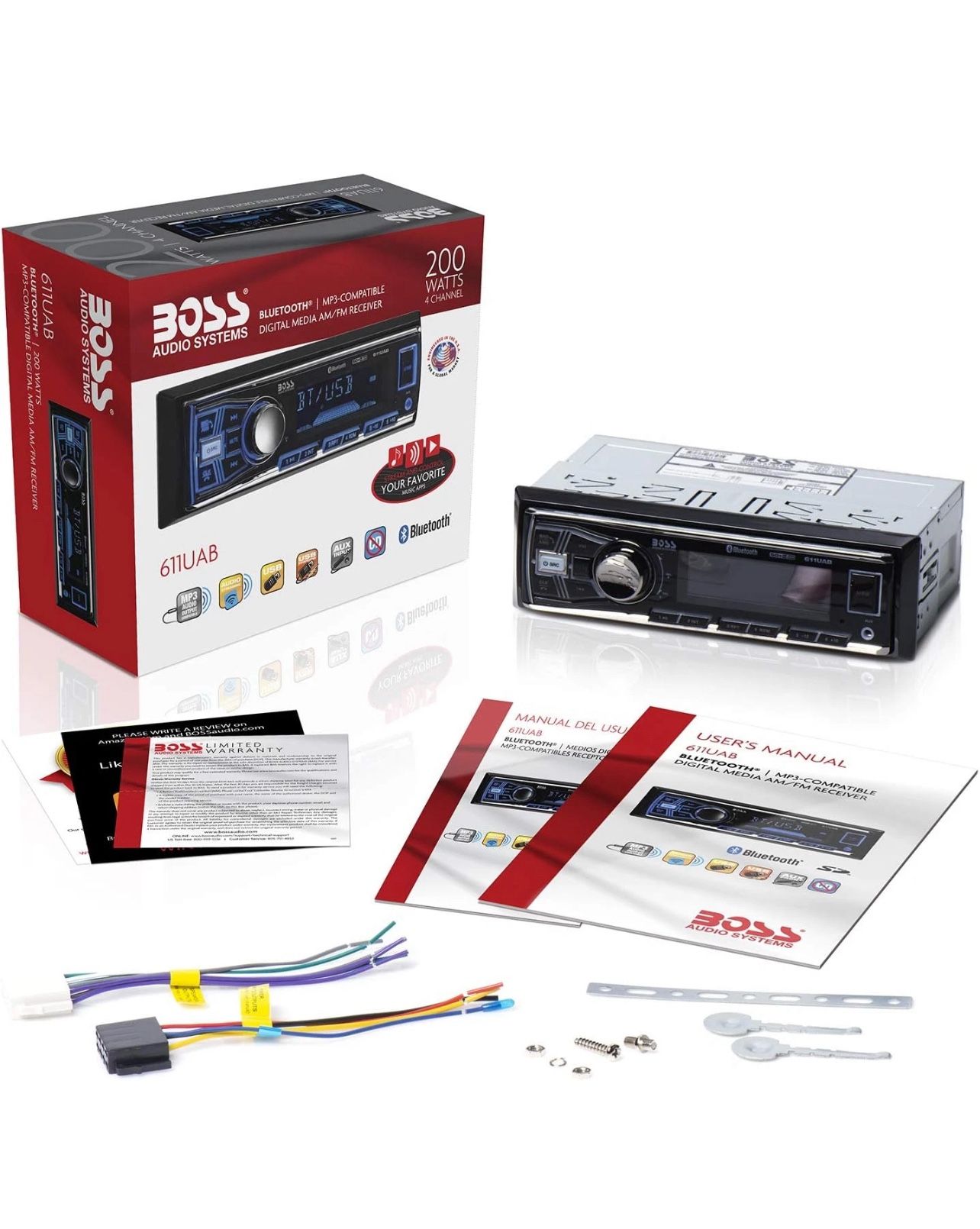 BOSS Audio 611UAB Single-DIN Multimedia Player