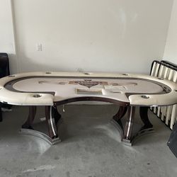 Fancy Home Game Poker Table With USB Ports & Cut Out To Add Shuffle Machine 