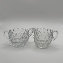 Vintage Fostoria American Clear Glass Sugar and Creamer Set