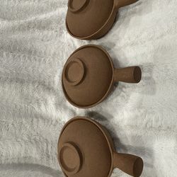 Three Williams Sonoma Bret Bortner Design Clay Pots With Lids 