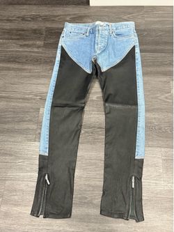 Rhude denim jeans with leather