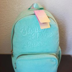 Brand New Stoney Clover Lane x Target Terry Cloth Light Green Embossed Backpack