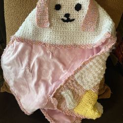 Toddler Size Puppy Crochet Hoodie Blanket