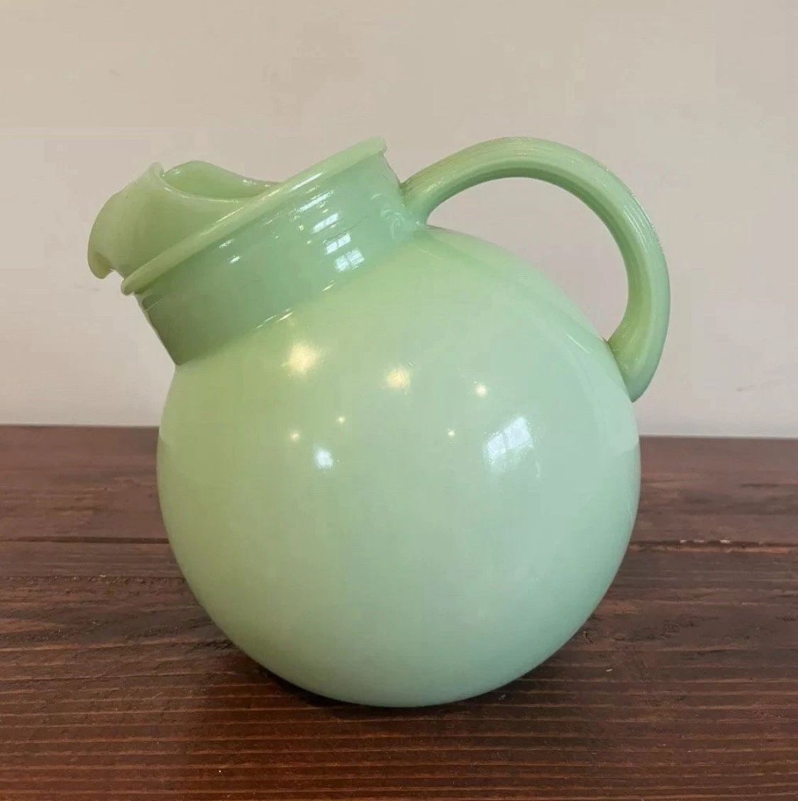 Fire King Jadeite Ball Pitcher Green Plain Vintage Retro MCM Anchor Hocking
