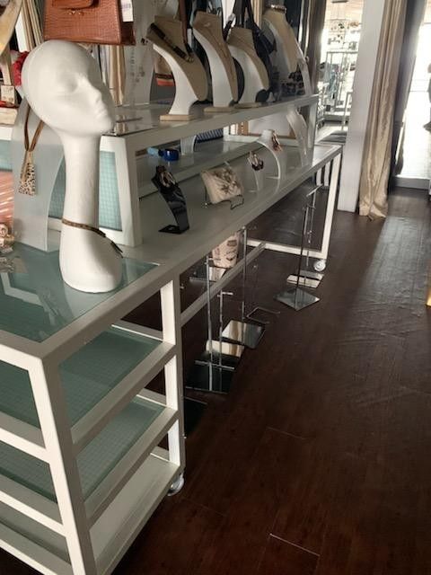 Metal table with glass shelve