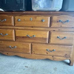 Solid Wood Dresser & Matching Vanity Mirror