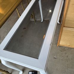 Sofa Table White - Glass Top