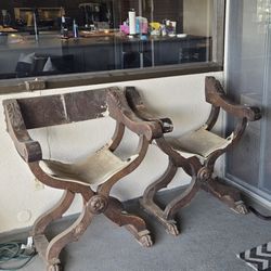 Antique Folding Wooden Chairs (Set Of 2)