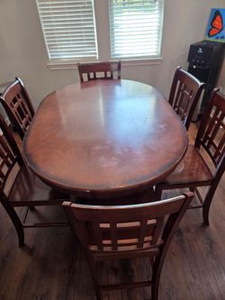 Wood Dining Table with 6 Chairs
