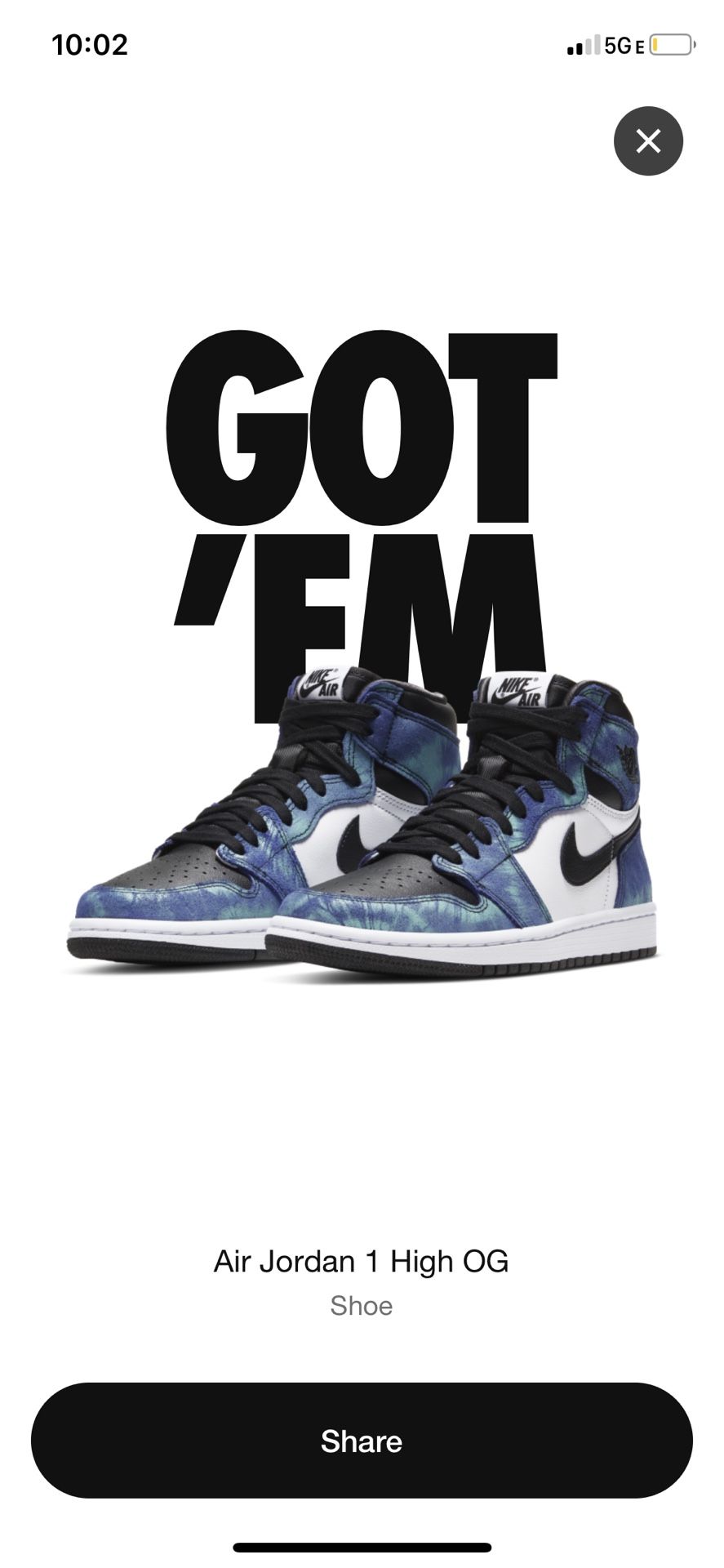 Nike air Jordan 1 Tie-dyes (Size 6W)