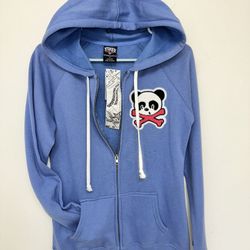  NEW Superfresh Panda & Crossbones Womens Full Zip Hoodie Hoodie Sweatshirt Small