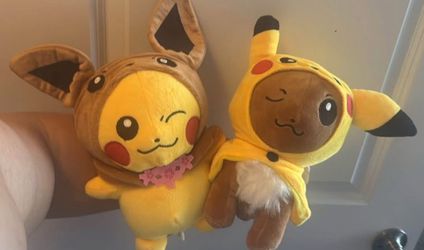 Pokémon plushies pikachu and eevee