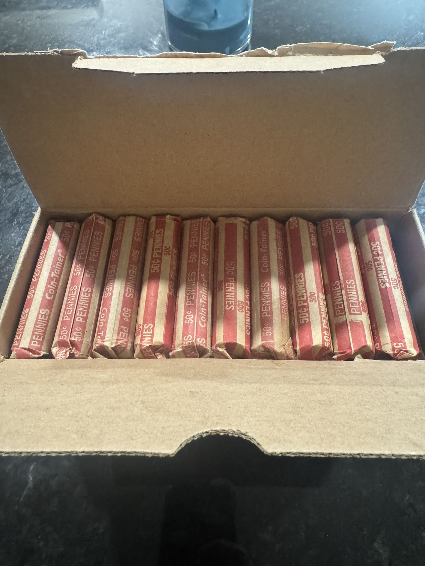Unsearched Box Of Pennies (50 Customer Rolls)