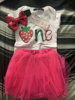One Year Old Strawberry Theme Outfit