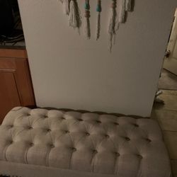 Beige tufted bench with storage $60/obo