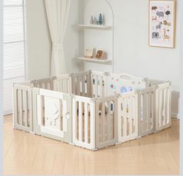 Bestgame Baby Play Pen, Foldable Play Pens for Babies and Toddlers, 14 Panels Extra Large Baby Playpen, Astronauts Portable Fence, Kids Gate Playpen Y