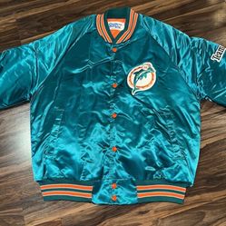 NOS Vtg 80s 90s CHALKLINE Miami Dolphins Patched Satin Team Jacket LARGE