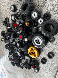 various LEGO® wheels and tires in different sizes