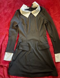 Black Mini Dress with White Collar and Cuffs